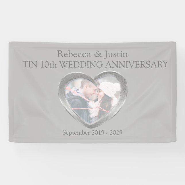 Tin Wedding anniversary heart photo banner (Horizontal)