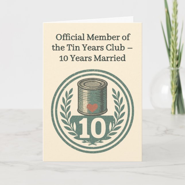 Tin Years Club Vintage Emblem 10th Anniversary Card (Front)