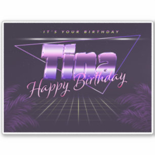 Tina Name Vorname lila retro Sticker Geburtstag
