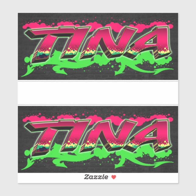 Tina Prénom Nom Graffiti Autocollants (Feuille)