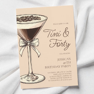 Tini and Forty Script Martini 40th Birthday Party Invitation