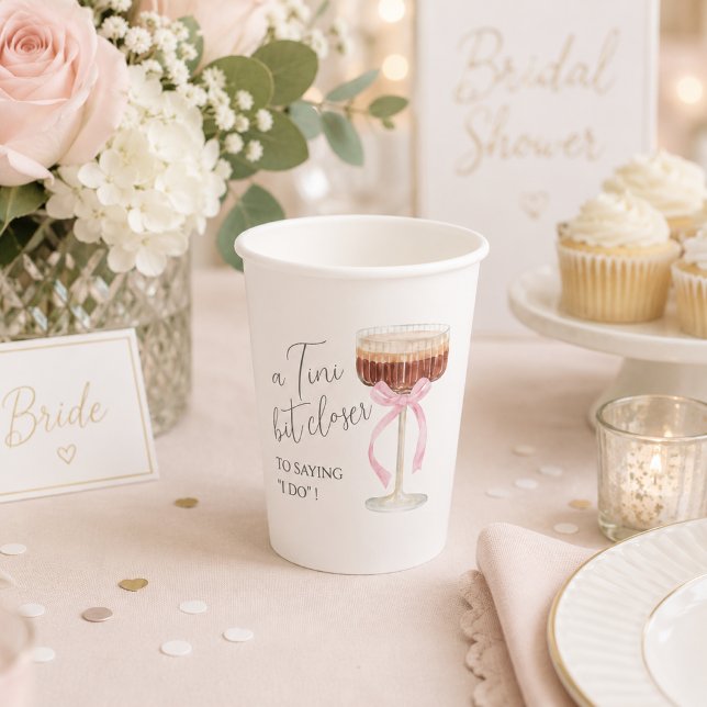 Tini Bit Closer Bridal Shower  Paper Cups (tini bit closer paper cups)