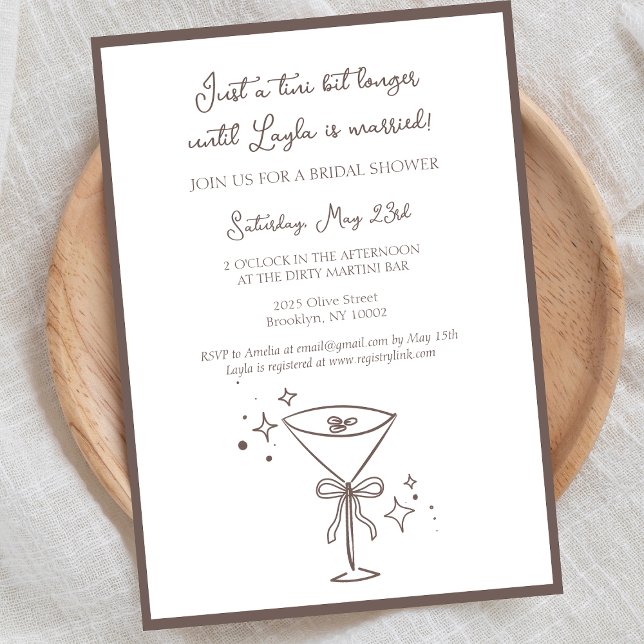 "Tini Bit Longer" Espresso Martini Bridal Shower Invitation (Creator Uploaded)
