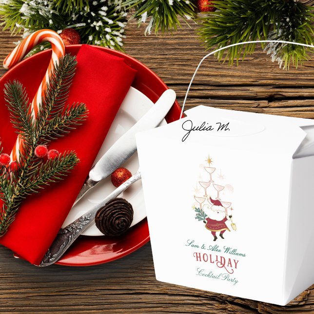 Tini Bit Merry Martini Office Christmas Santa Favor Box (Tini Bit Merry Martini Office Christmas Secret Santa White Elephant Holiday Party Cocktail Favor Box)