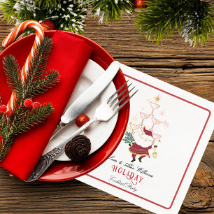 Tini Bit Merry Martini Office Christmas Santa Napkin