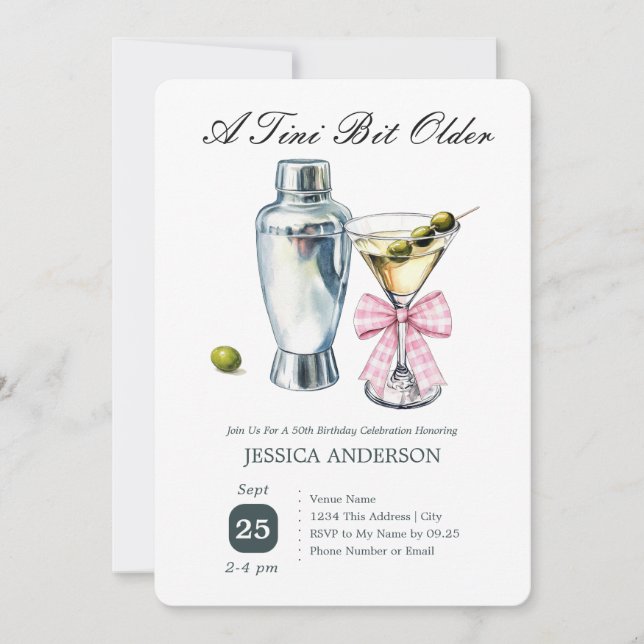 Tini Bit Older 50th Birthday Olive Invitation (Front)