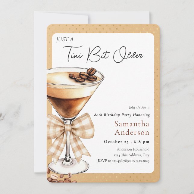 Tini Bit Older 80th Birthday Coffee Invitation (Front)
