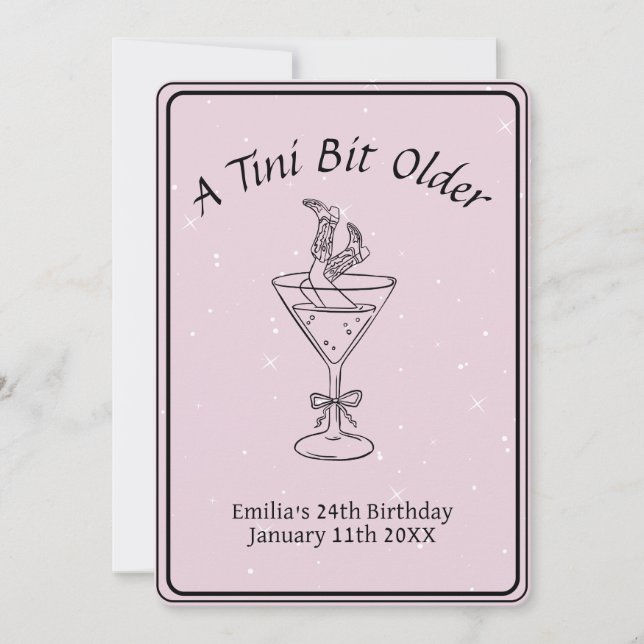 Tini Bit Older - Boots & Drink Theme Invitation (Front)