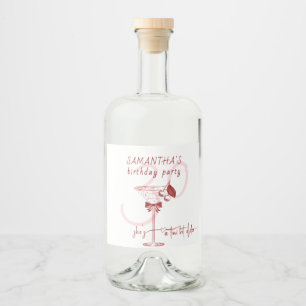 Tini Bit Older Bow Cherry Martini Birthday Welcome Liquor Bottle Label