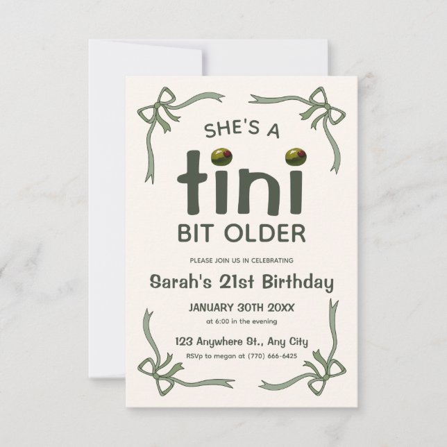 Tini Bit Older Dirty Martini Birthday Invite (Front)