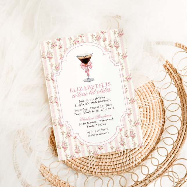 'Tini Bit Older Espresso Martini Coquette Birthday Invitation (Creator Uploaded)