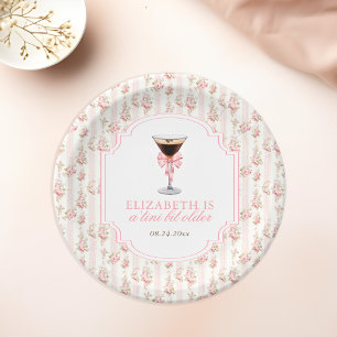 'Tini Bit Older Espresso Martini Coquette Birthday Paper Plate
