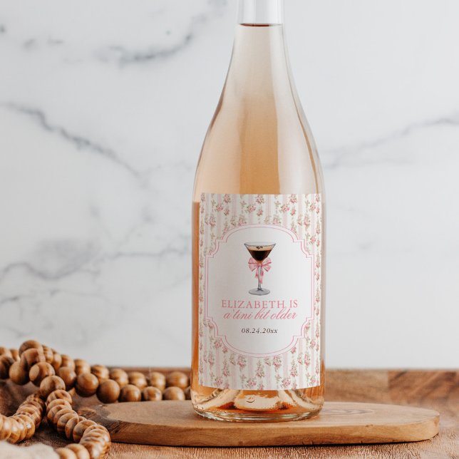 'Tini Bit Older Espresso Martini Coquette Birthday Wine Label (Creator Uploaded)