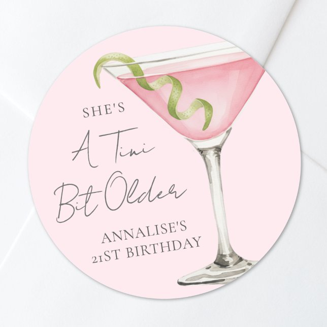 Tini Bit Older Martini Birthday Classic Round Sticker (Tini Bit Older Martini Birthday Classic Round Sticker )