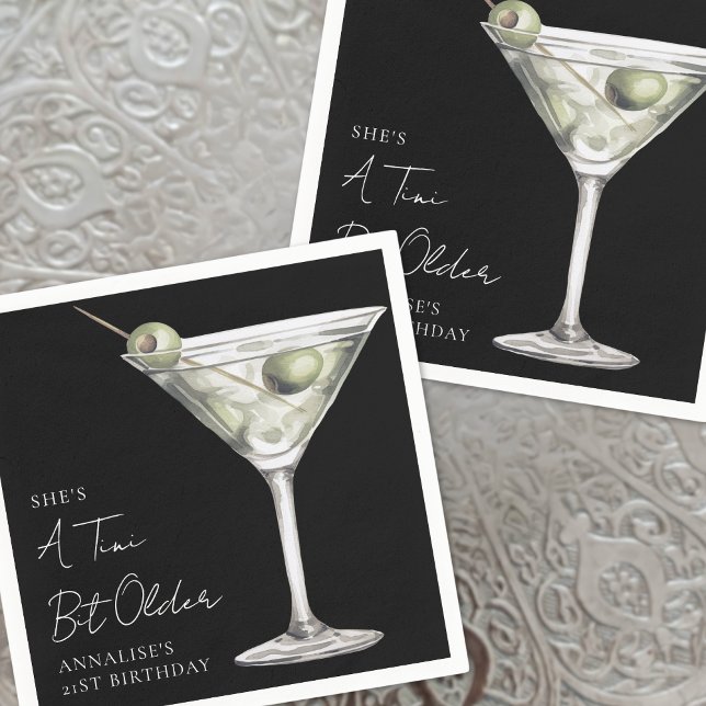 Tini Bit Older Martini Birthday Napkin (Tini Bit Older Martini Birthday Napkins)