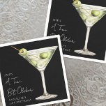 Tini Bit Older Martini Birthday Napkin<br><div class="desc">Tini Bit Older Birthday Cocktail Napkin. Add a playful touch to the celebration with this chic design featuring a watercolor green martini glass with olives on the right side. The phrase “A Tini Bit Older” appears prominently at the top in stylish handwritten script, bringing a fun twist to the look....</div>