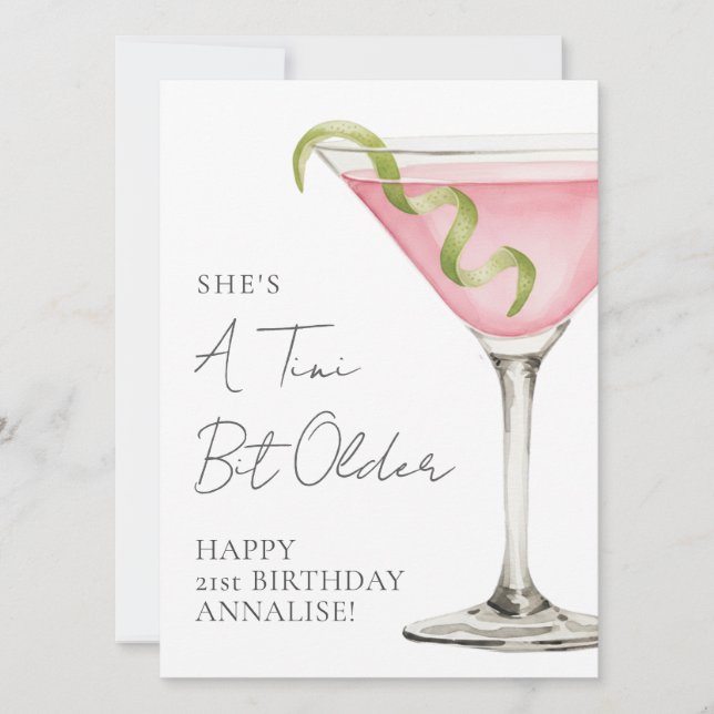 Tini Bit Older Martini Happy Birthday Card (Front)