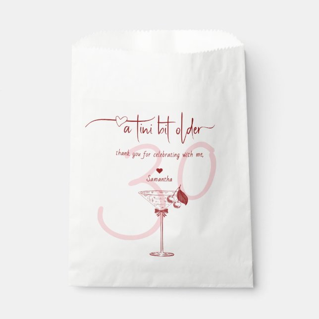 Tini Bit Older Modern Bow Cherry Martini Birthday Favour Bag (Front)