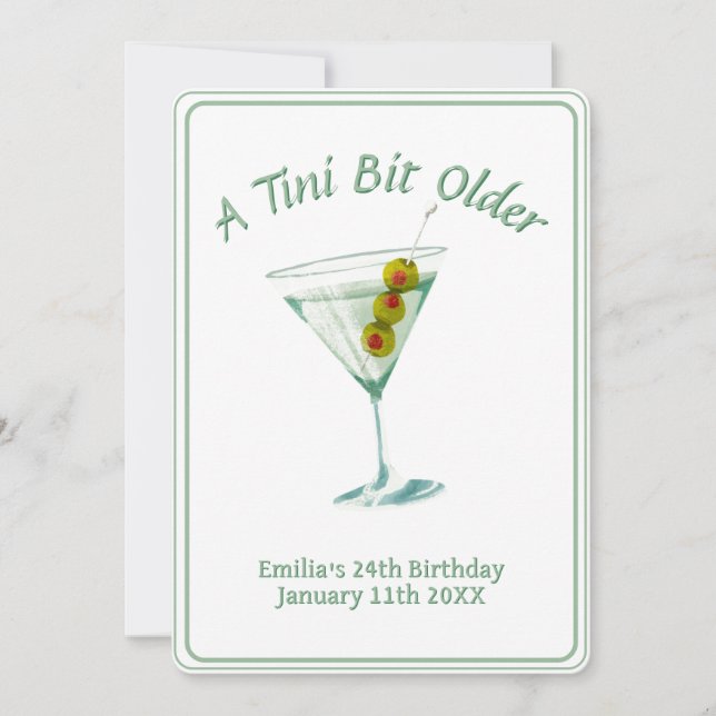 Tini Bit Older - Olive Drink Theme Invitation (Front)