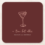 Tini Bit Older Personalized Birthday Party Square Paper Coaster<br><div class="desc">Add a stylish touch to your celebration with these personalized paper party coasters featuring a minimalist hand-drawn martini glass design. Perfect for a “Tini Bit Older” birthday party, they can be customized with your choice of text, colours, and fonts to match your theme. A fun and functional detail that complements...</div>