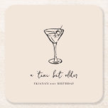 Tini Bit Older Personalized Birthday Party Square Paper Coaster<br><div class="desc">Add a stylish touch to your celebration with these personalized paper party coasters featuring a minimalist hand-drawn martini glass design. Perfect for a “Tini Bit Older” birthday party, they can be customized with your choice of text, colours, and fonts to match your theme. A fun and functional detail that complements...</div>