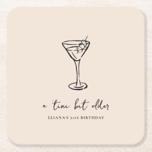 Tini Bit Older Personalized Birthday Party Square Paper Coaster