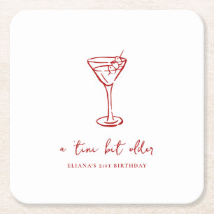 Tini Bit Older Personalized Birthday Party Square Paper Coaster