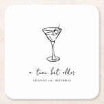 Tini Bit Older Personalized Birthday Party Square Paper Coaster<br><div class="desc">Add a stylish touch to your celebration with these personalized paper party coasters featuring a minimalist hand-drawn martini glass design. Perfect for a “Tini Bit Older” birthday party, they can be customized with your choice of text, colours, and fonts to match your theme. A fun and functional detail that complements...</div>