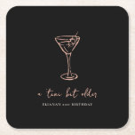 Tini Bit Older Personalized Birthday Party Square Paper Coaster<br><div class="desc">Add a stylish touch to your celebration with these personalized paper party coasters featuring a minimalist hand-drawn martini glass design. Perfect for a “Tini Bit Older” birthday party, they can be customized with your choice of text, colours, and fonts to match your theme. A fun and functional detail that complements...</div>