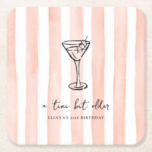 Tini Bit Older Personalized Birthday Party Square Paper Coaster