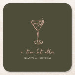 Tini Bit Older Personalized Birthday Party Square Paper Coaster<br><div class="desc">Add a stylish touch to your celebration with these personalized paper party coasters featuring a minimalist hand-drawn martini glass design. Perfect for a “Tini Bit Older” birthday party, they can be customized with your choice of text, colours, and fonts to match your theme. A fun and functional detail that complements...</div>