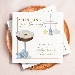 Tini One Blue Espresso Martini Boy Baby Shower Napkin