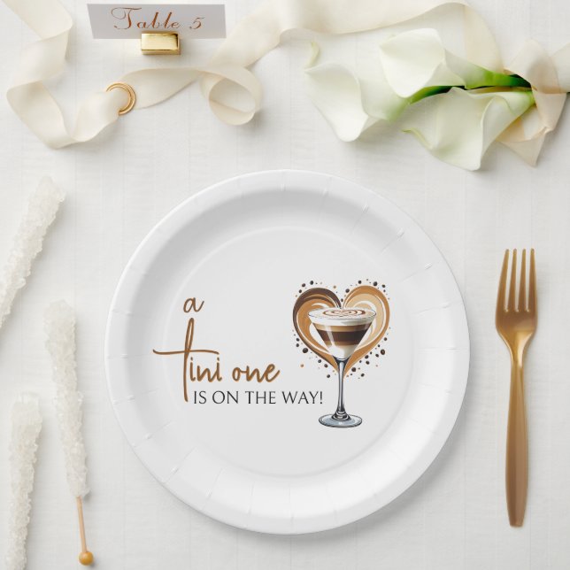 Tini One Espresso Martini Baby Shower Paper Plate (Wedding)