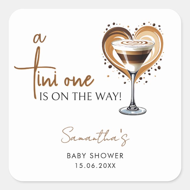 Tini One Espresso Martini Baby Shower Square Sticker (Front)