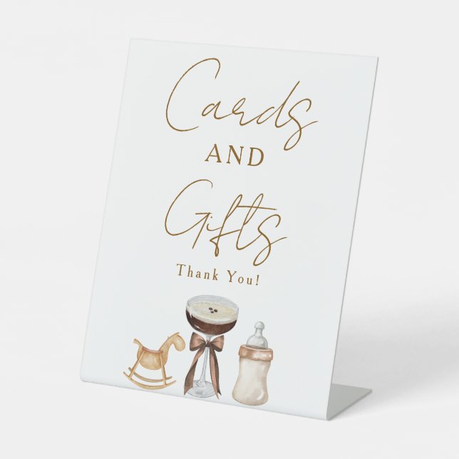 Tini One Espresso Martini Cards Gifts Baby Shower Pedestal Sign (Front)