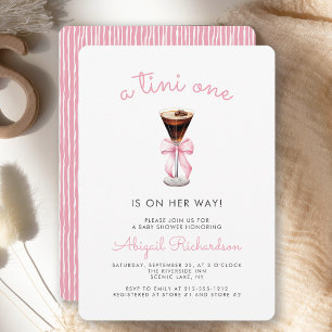 Tini One Espresso Martini Pink Girl Baby Shower Invitation