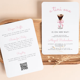 Tini One Espresso Martini QR Code Girl Baby Shower Invitation