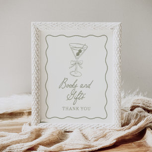 Tini One Martini Baby Shower Books and Gifts Sign