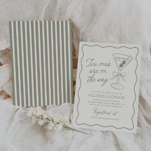Tini Ones Are On The Way Martini Twin Baby Shower Invitation