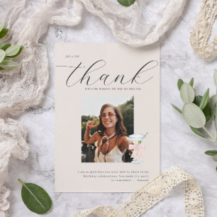 Tini Thank You   Martini Themed Photo Card