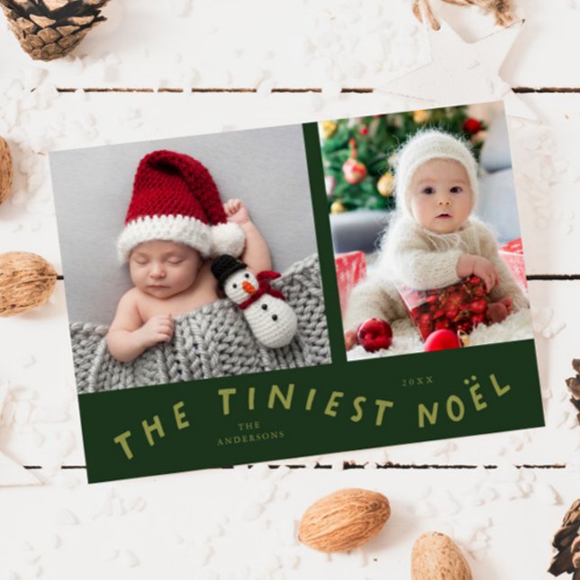 Tiniest Noel Green Holiday Faire-part de naissance (Créateur téléchargé)