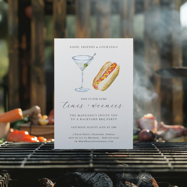 Tinis and Weenies | End of Summer Backyard Party Invitation (Creator Uploaded)