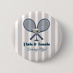 Tinis & Tennis Country Club Preppy Party 2 Inch Round Button