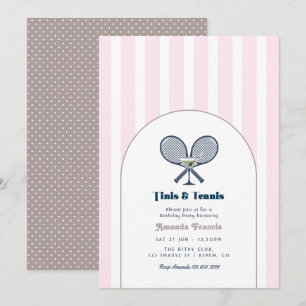 Tinis & Tennis Preppy Country Club Tennis Birthday Invitation