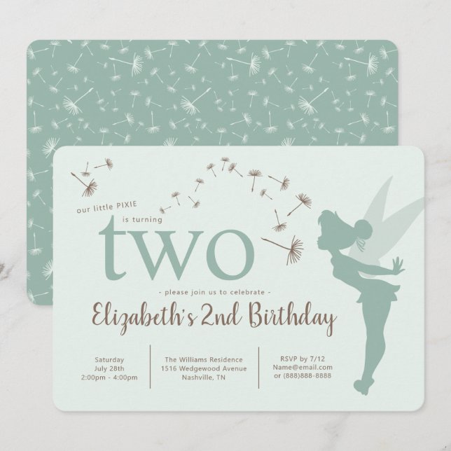 Tinker Bell 2nd Birthday Invitation (Front/Back)