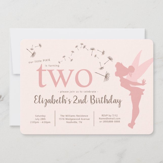 Tinker Bell 2nd Birthday Pink Invitation (Front)