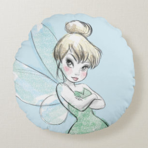 Tinker Bell   Arms Crossed Pastel Round Pillow