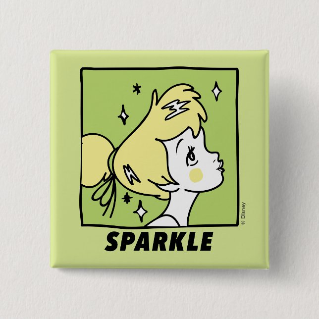 Tinker Bell | Cute Comics 2 Inch Square Button (Front)