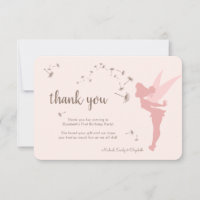 Tinker Bell First Birthday -  Pink Thank You  Invi