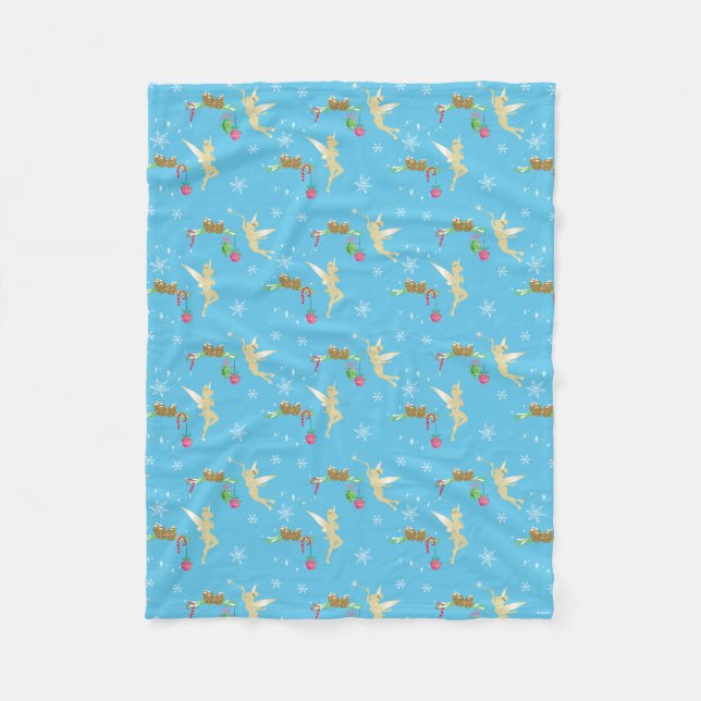 Tinker Bell | Golden Holiday Cheer Pattern Fleece Blanket (Front)